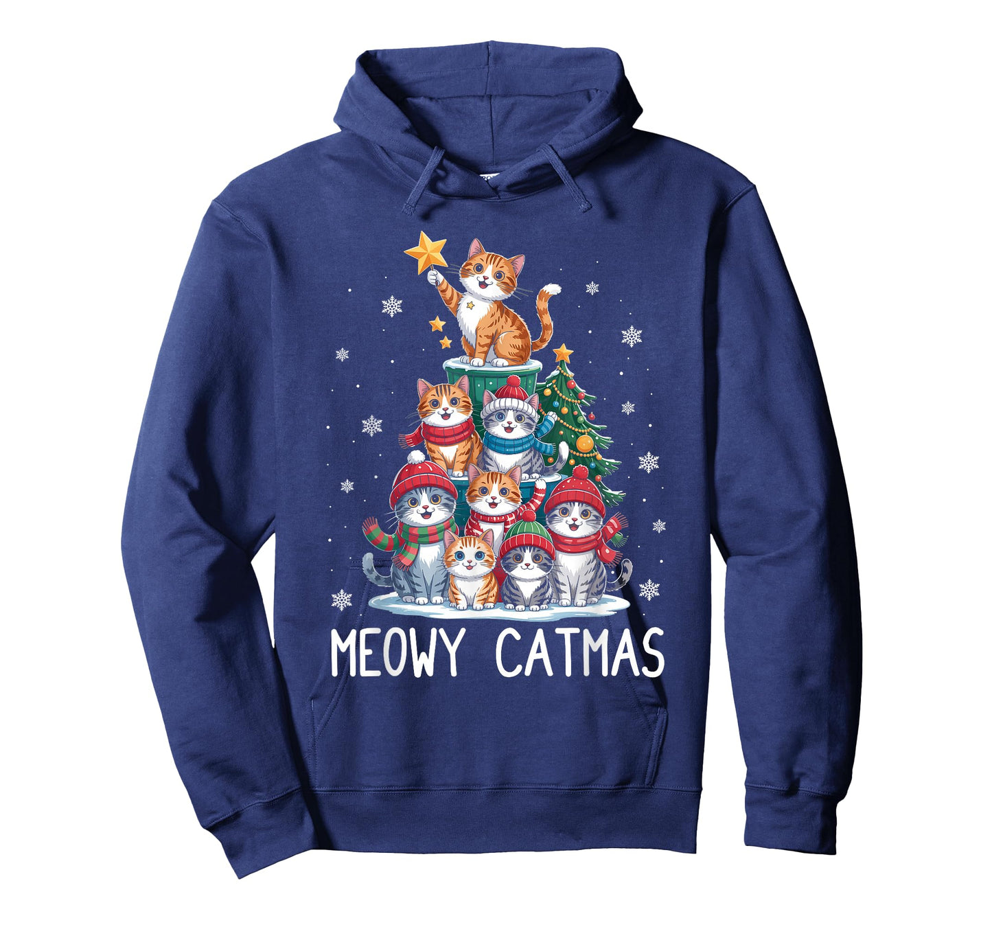 Meowy Catmas Cat Christmas Tree Xmas Girls Boys Funny Santa T-Shirt
