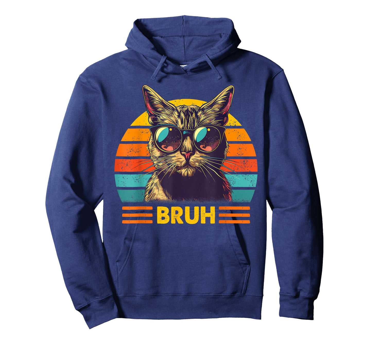 Vintage Cat Bruh With Cat Greetings Teens Boys Men T-Shirt