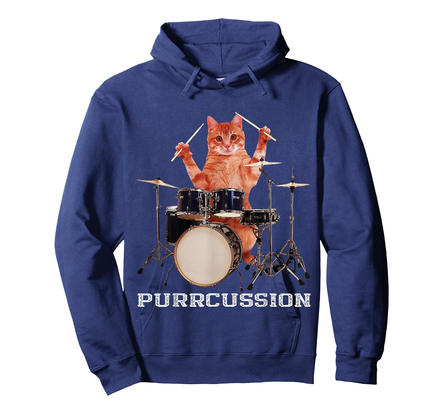 Funny Feline Musicians Shirts & Gifts - Purrcussion Cat Drummer T-Shirt - Black, Unisex, Adult, Small, Short Sleeve, Classic Fit, Cotton Blend, Cat Lovers