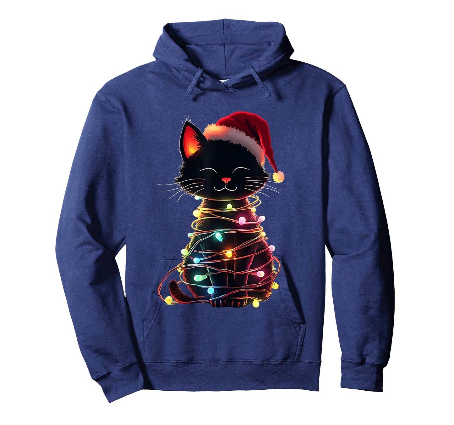 Black Cat Christmas Santa Hat Meowy Cats T-Shirt