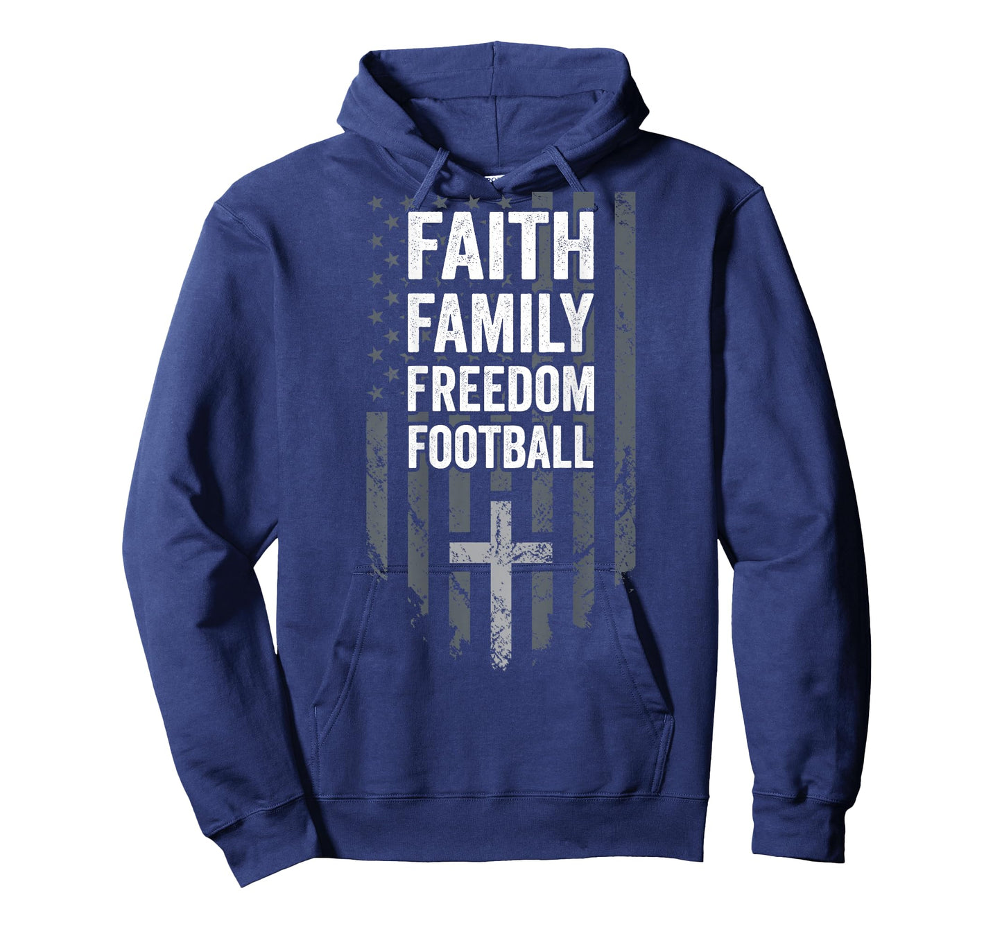 Faith Family Freedom Football - USA Cross Flag - ON BACK T-Shirt