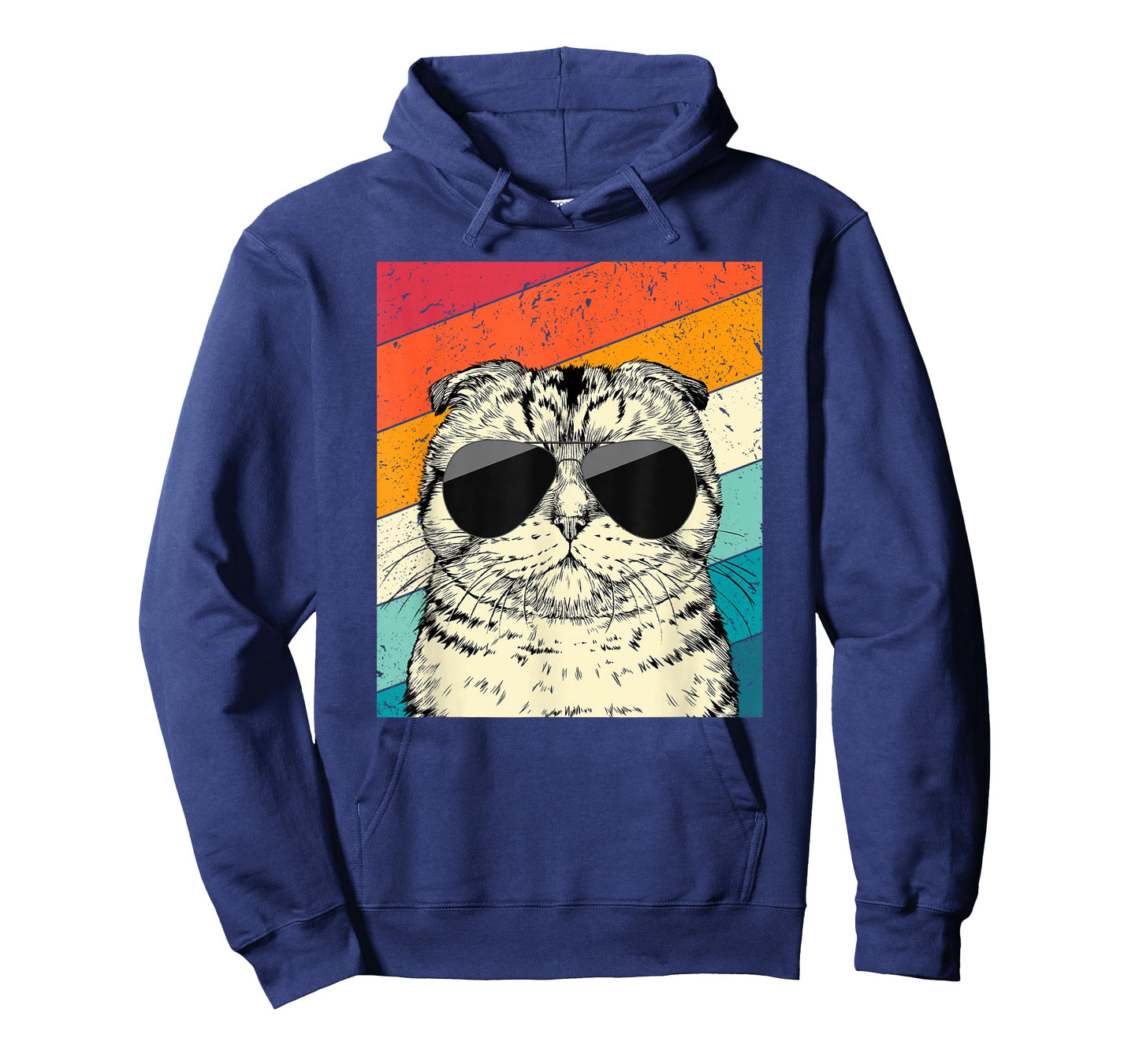 Retro Vintage Scottish Fold Cat with Sunglasses Cat Lovers T-Shirt