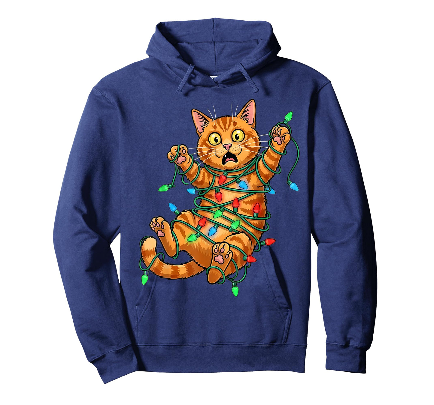 Funny Orange Cat Christmas Light Catmus T-Shirt
