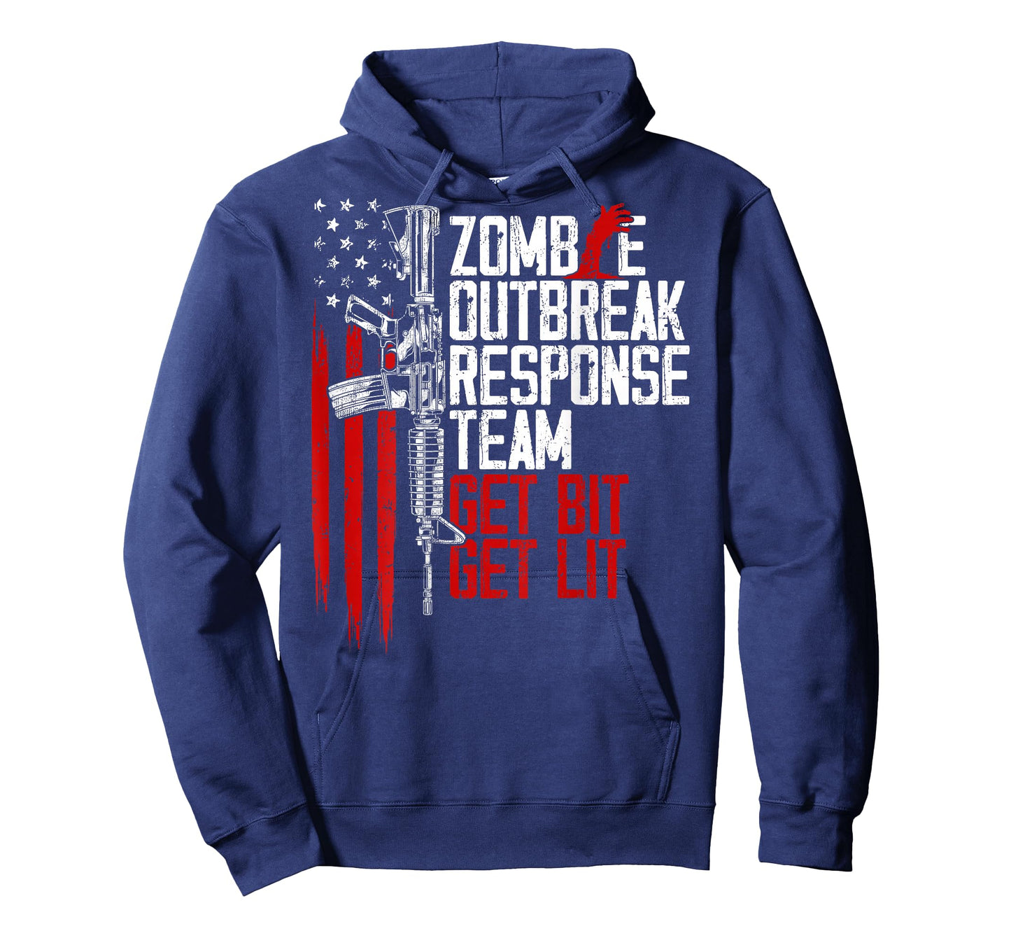 USA Flag Zombie Outbreak Response Team Get Bit (on Back) T-Shirt