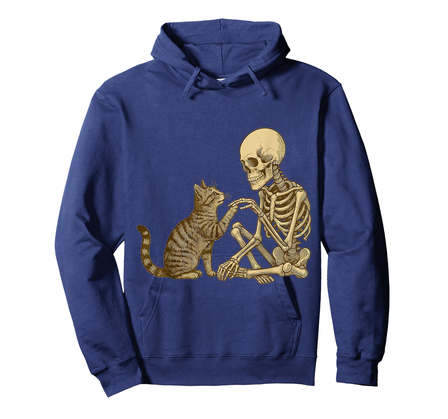 Skeleton Playing with Cat Cute Halloween Men Boys T-Shirt