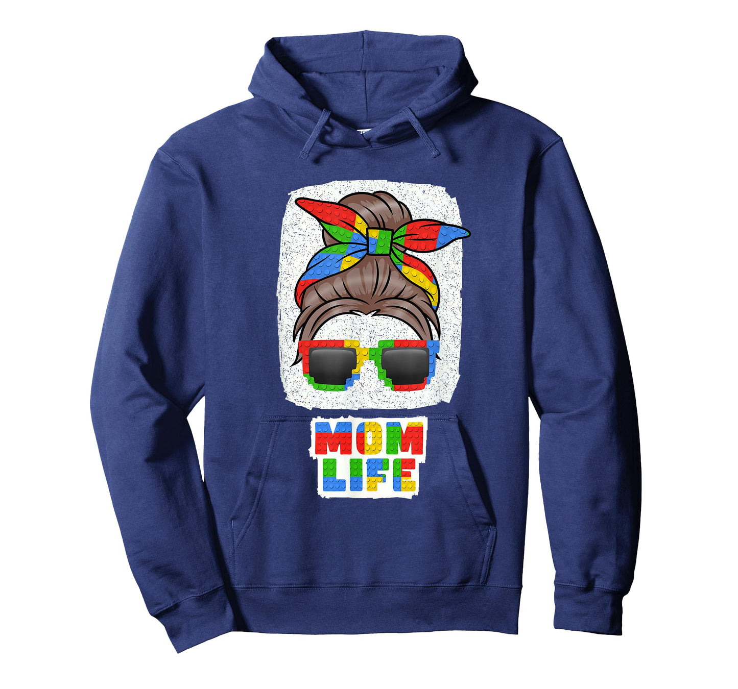 Mom Life Cute Messy Bun Master Builder Building Blocks Women T-Shirt