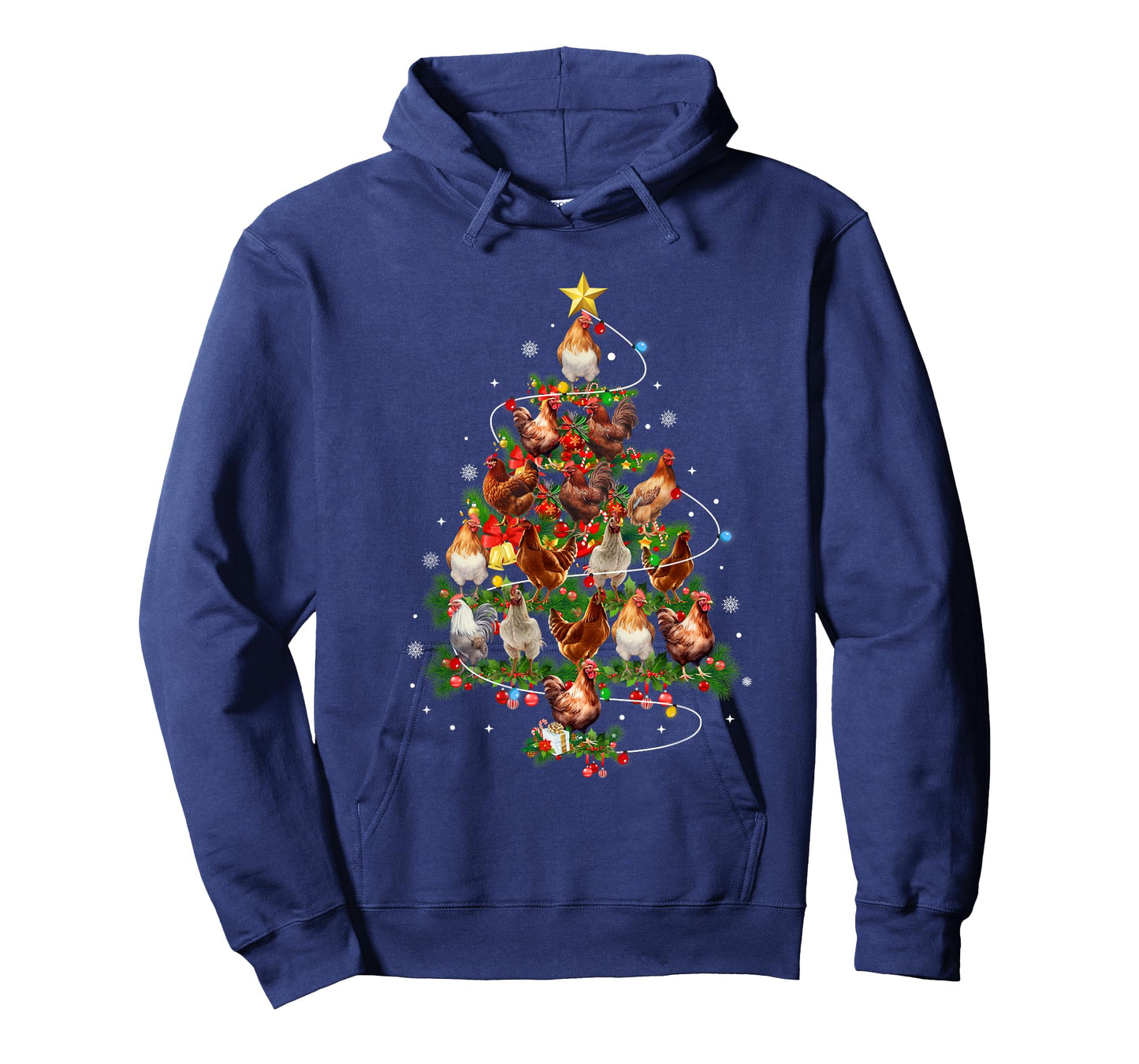 Chicken Christmas Tree Lights Santa Hat Xmas Chicken Lover T-Shirt