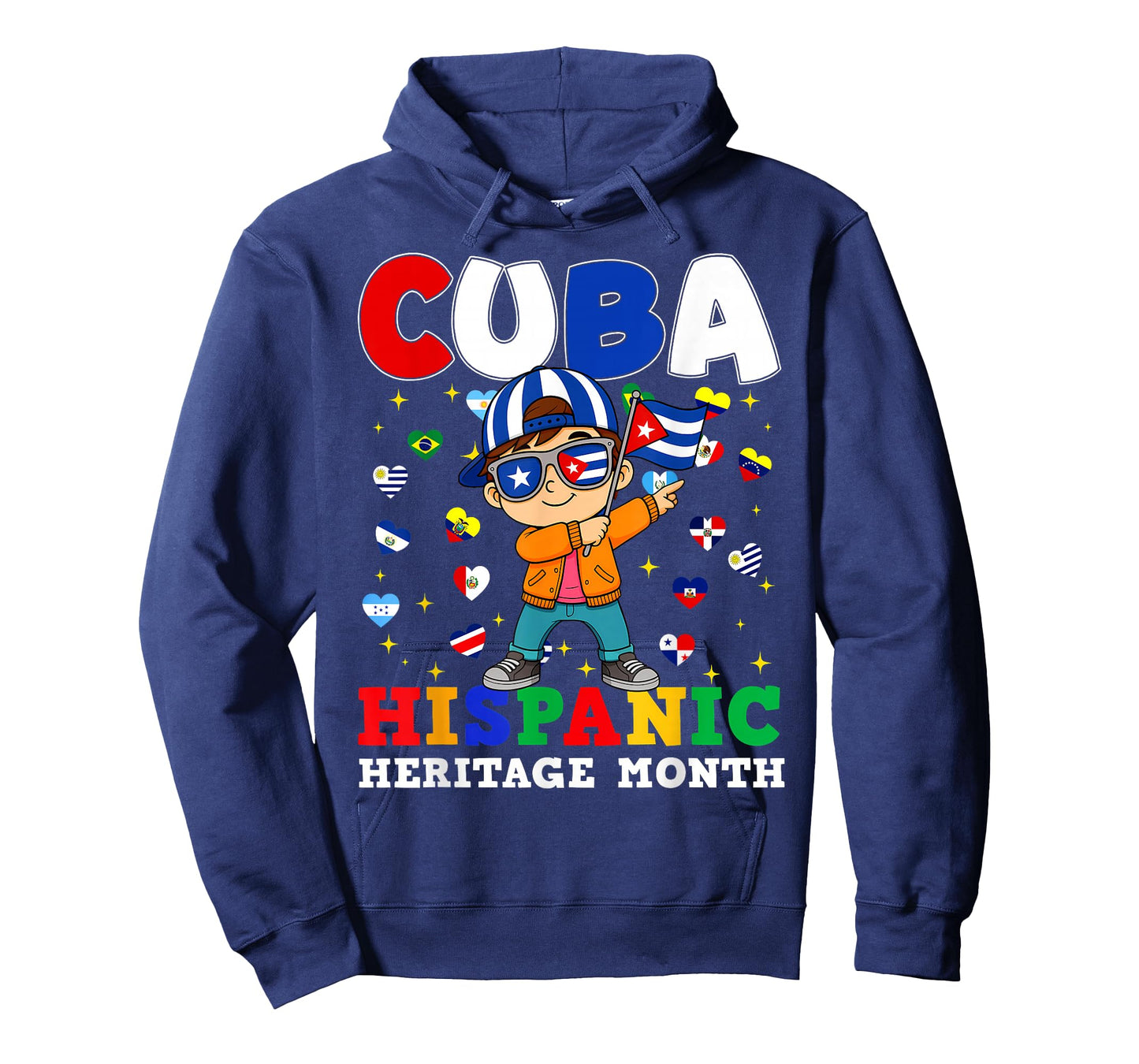 Hispanic Heritage Month Cuban Flag Cuba Dabbing Boy Kid T-Shirt