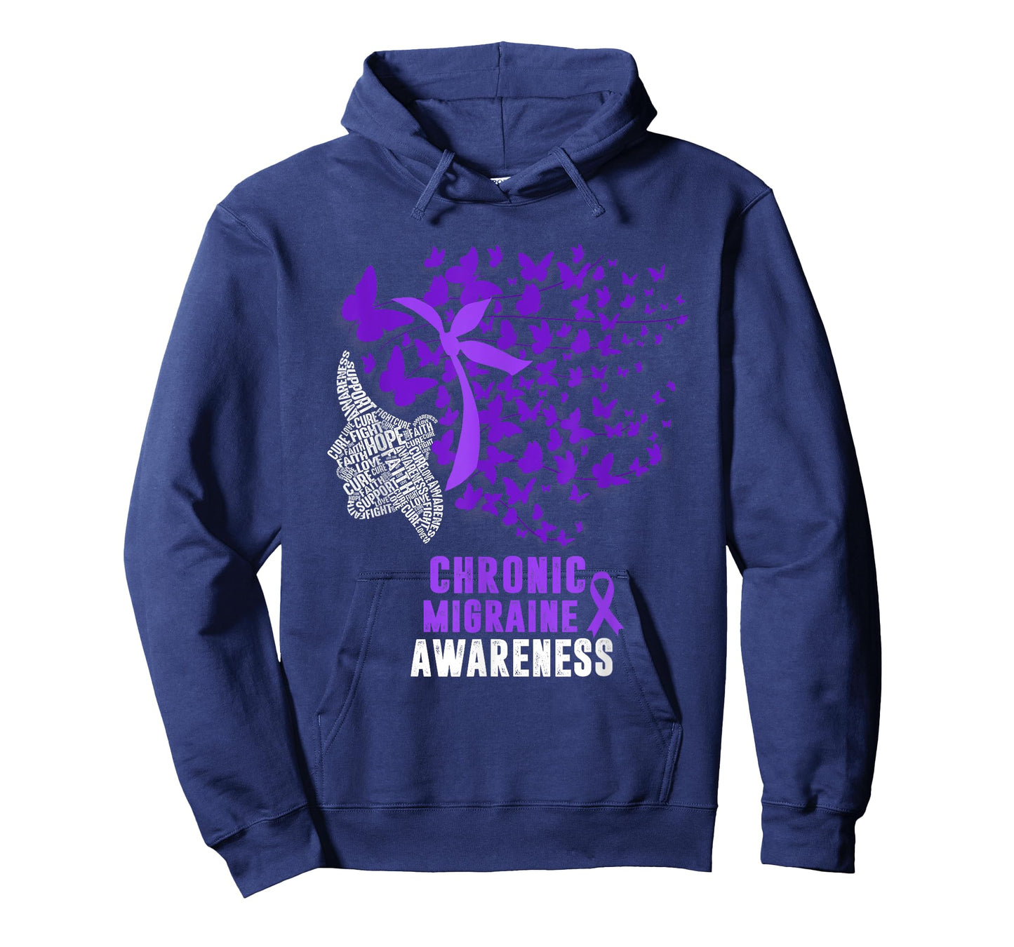 Chronic Migraine Awareness Month Butterfly Purple Ribbon T-Shirt