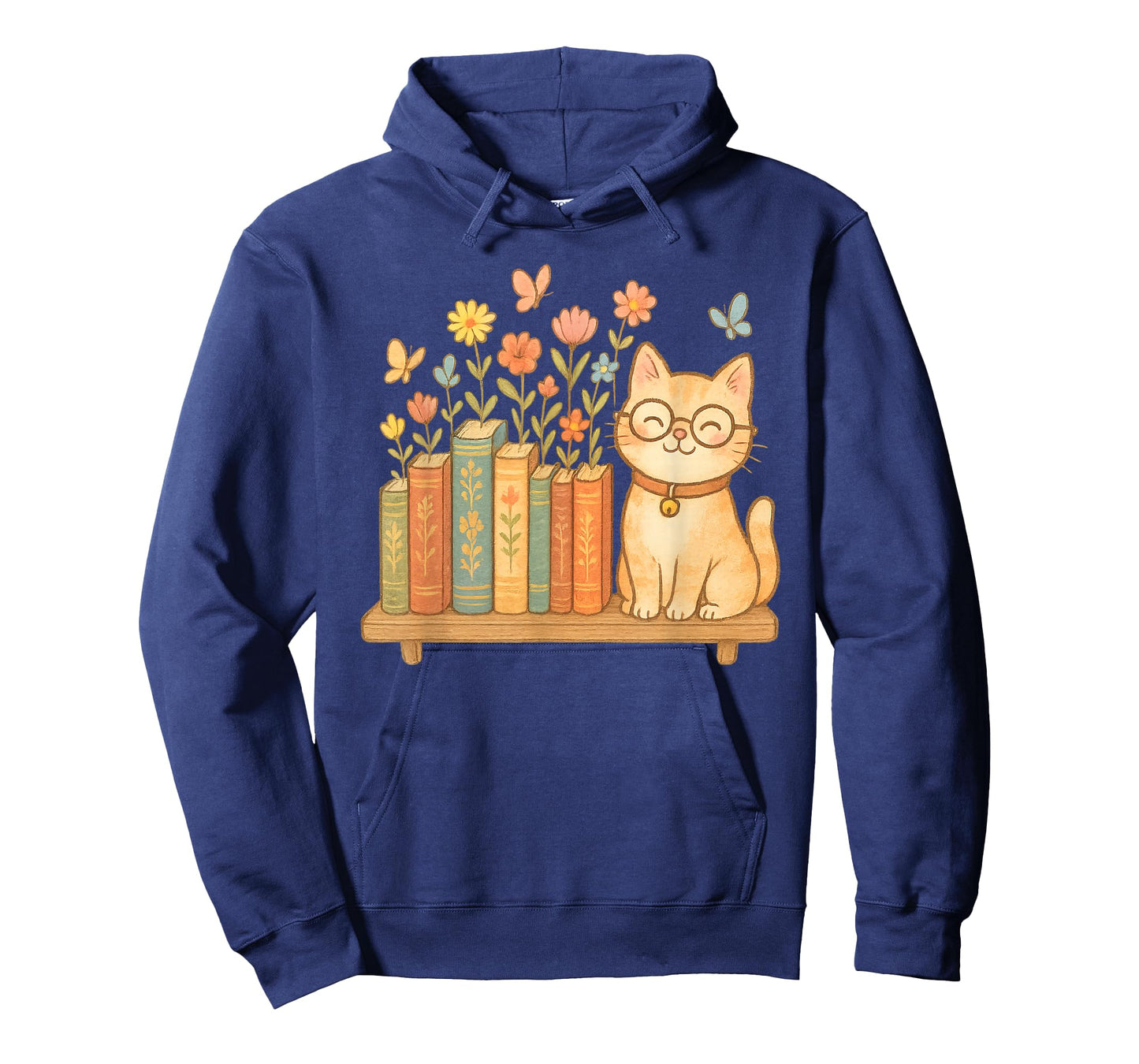 Cute Kawaii Cat Books Flowers T-Shirt