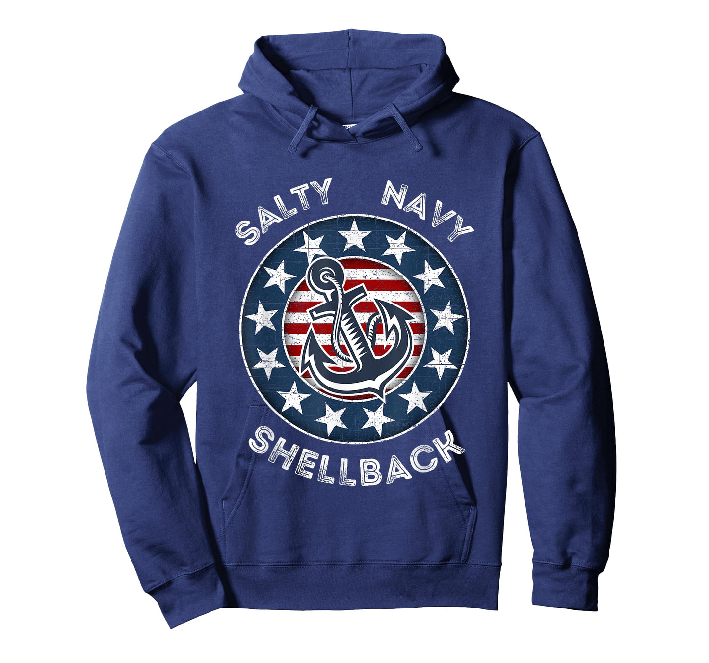 Navy Salty Shellback American Flag and Anchor T-Shirt