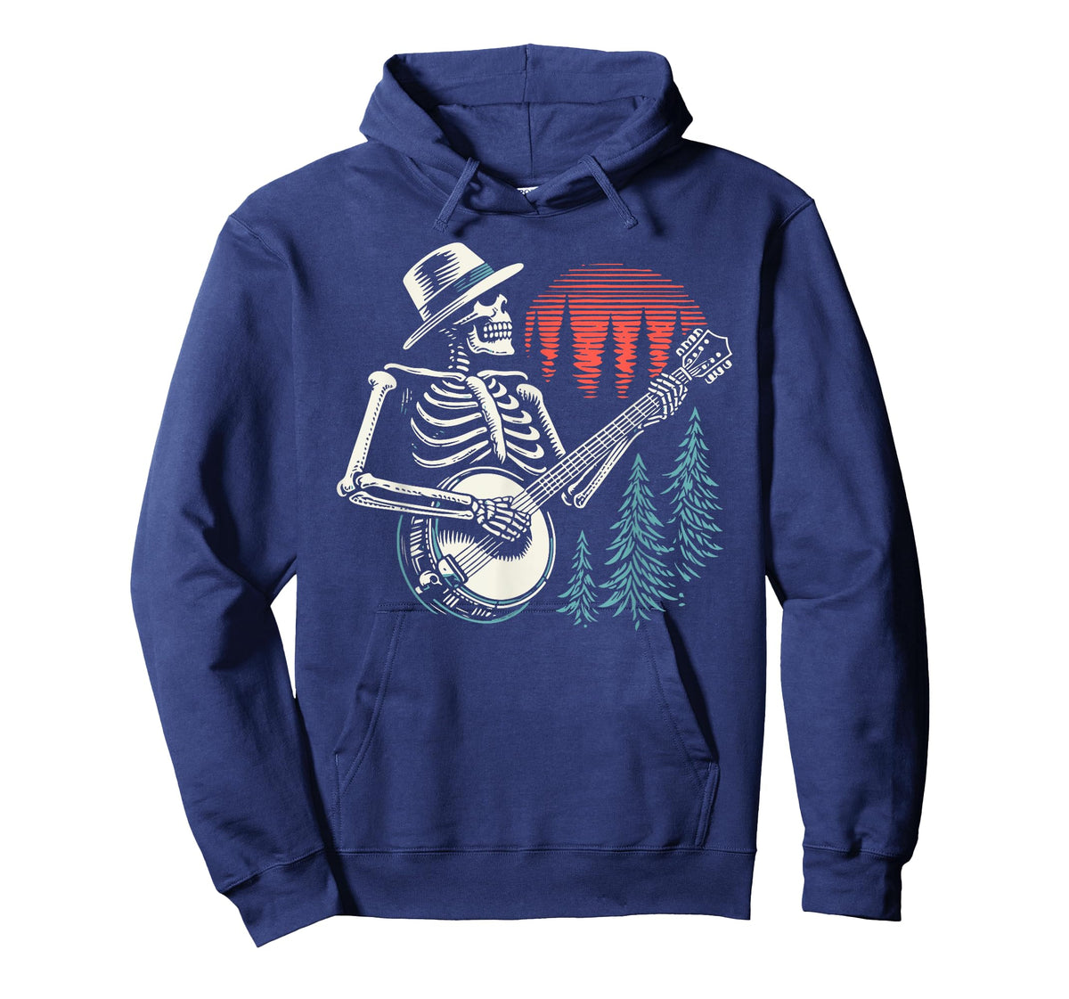 Minimalist Skeleton Skull Banjo Player T-Shirt
