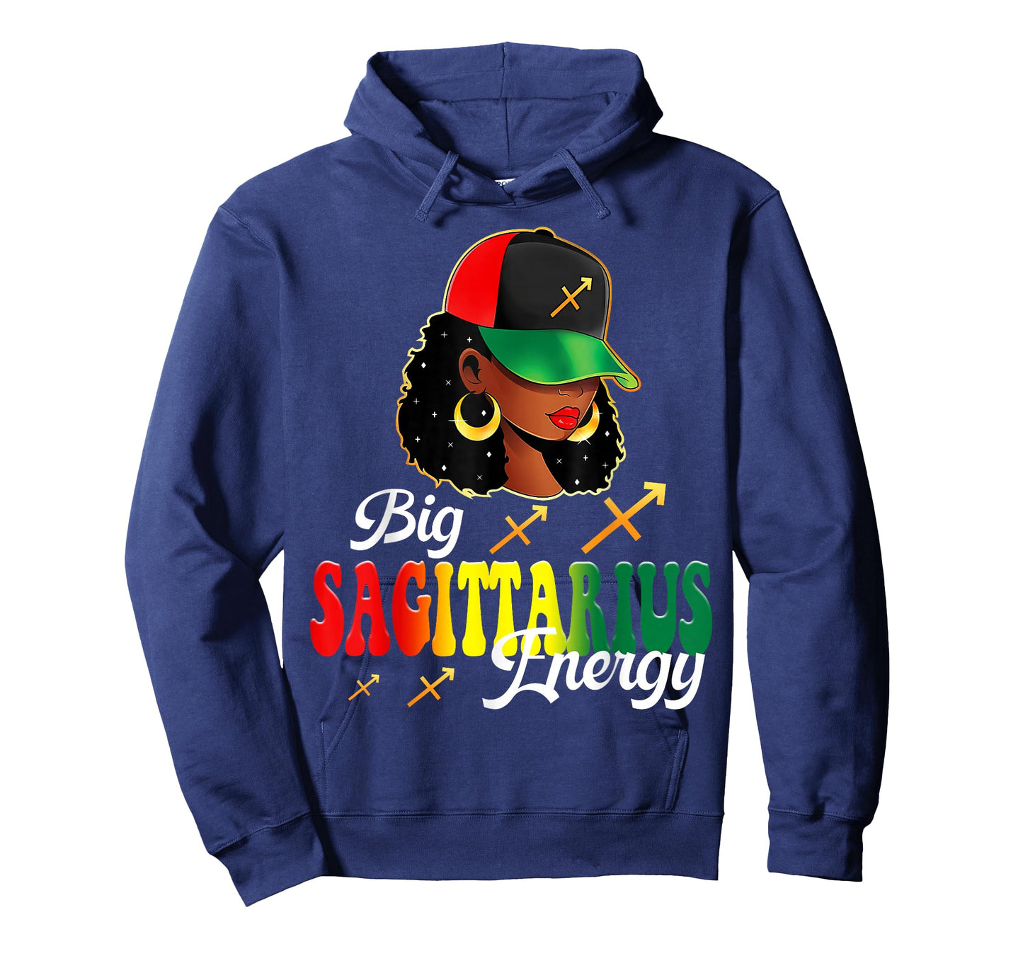 Big Sagittarius Energy Black Women Afro Girls Astrology T-Shirt