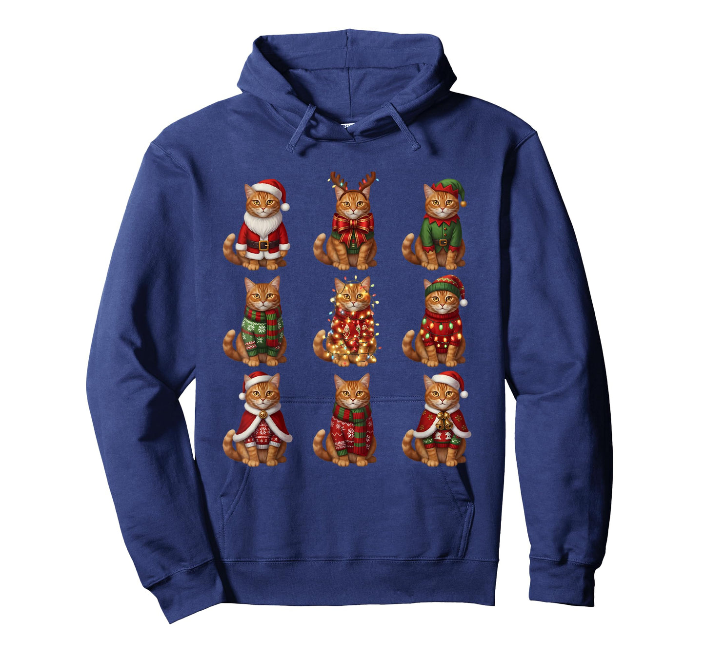 Orange Tabby Cat Christmas Lights Funny Santa Holiday Cats T-Shirt