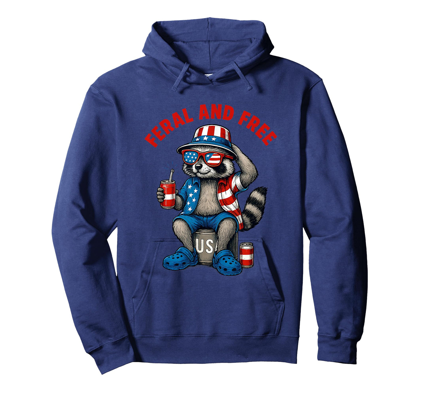 Feral and Free Funny Raccoon Feral But Free 4th of July T-Shirt