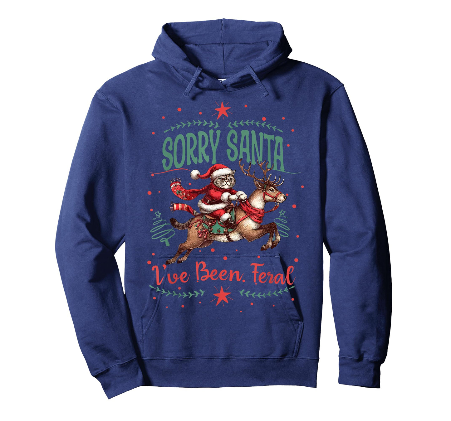 Sorry Santa I've Been Feral Cat Riding Reindeer Christmas Men Women Kids T-Shirt