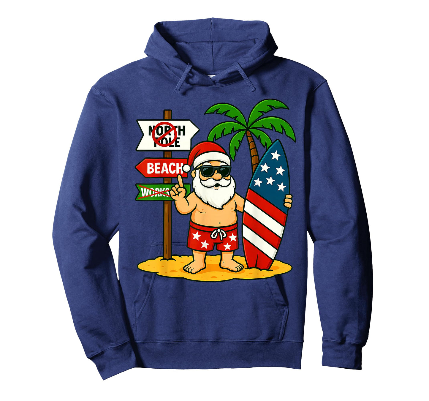 Christmas In July Santa & Surfboard USA Flag 4th Of July T-Shirt