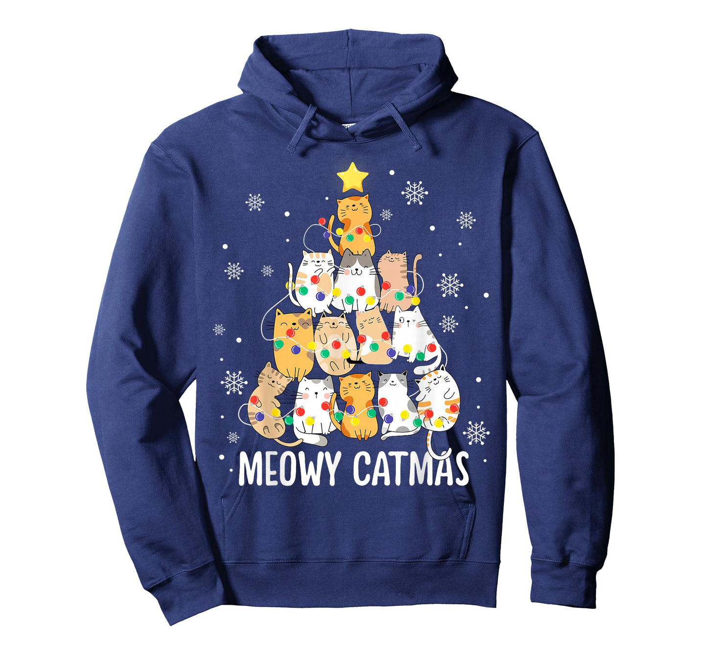 Meowy Catmas Cat Christmas Tree Lights Kitten Xmas Cat Lover T-Shirt