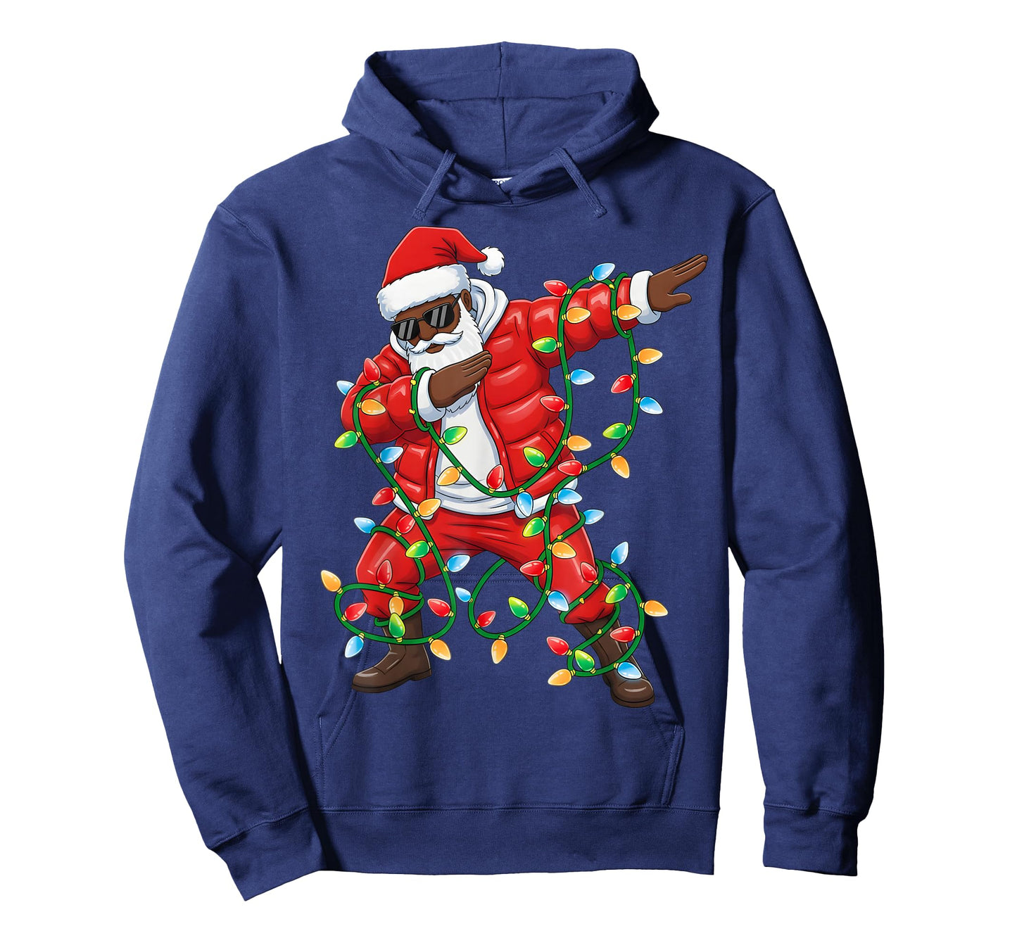 Dabbing African American Santa Xmas Lights Boys Christmas T-Shirt