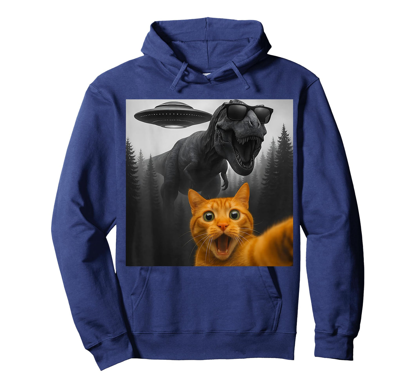 Cat Selfie with T-rex Dinosaur UFFunny Graphic T-Shirt