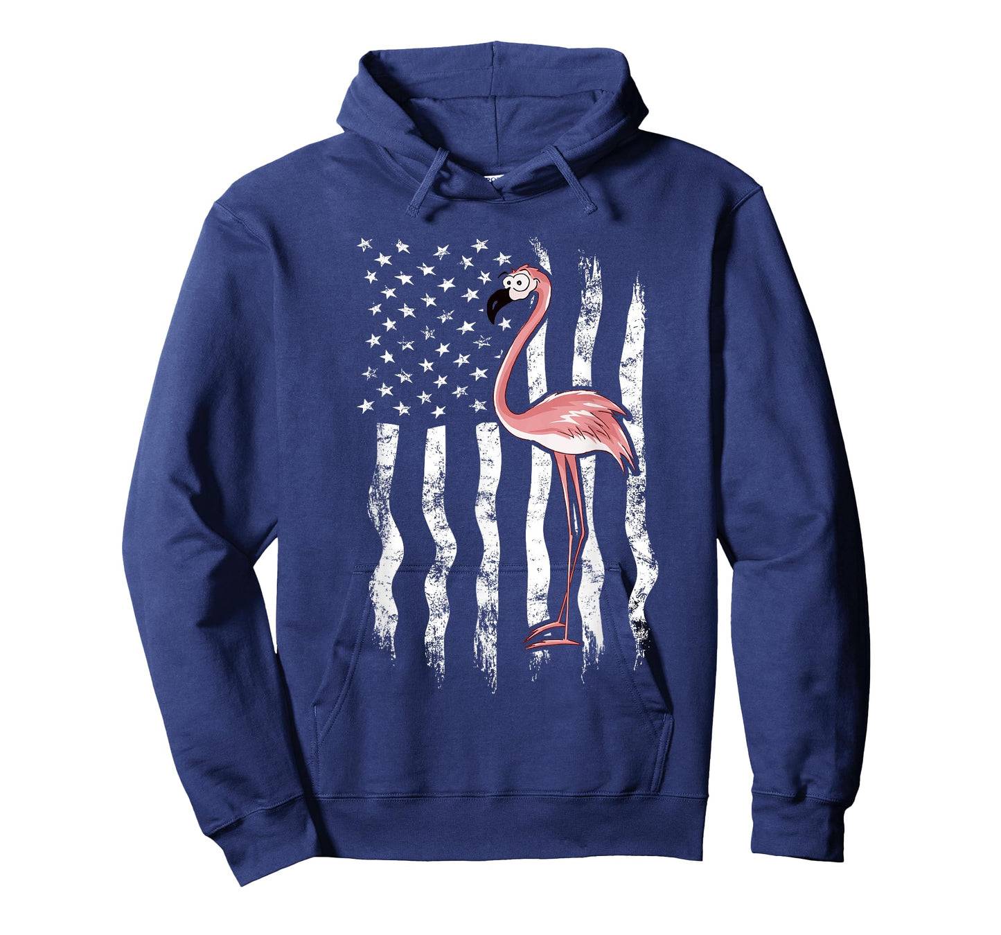 USA American Flag Funny Cute Pink Cartoon Flamingo T-Shirt Small
