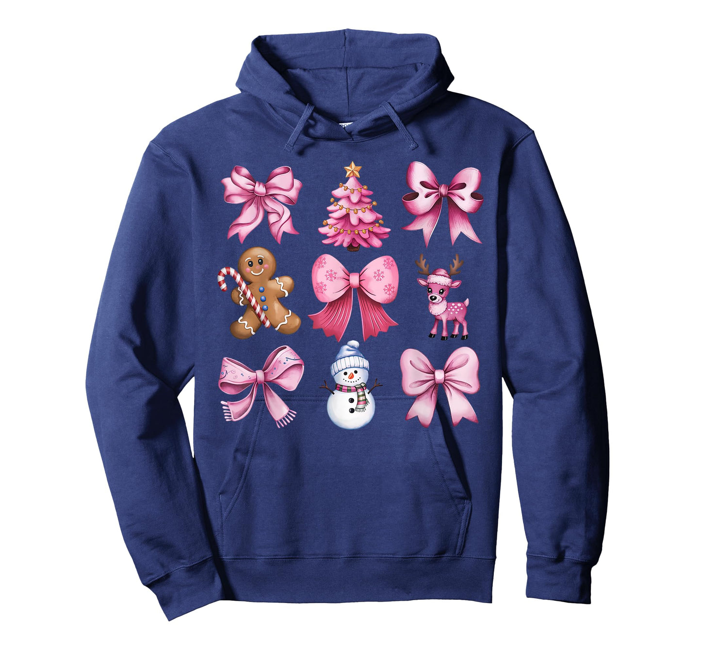 Cute Preppy Pink Christmas Tree Gingerbread Man Snowman Bow T-Shirt