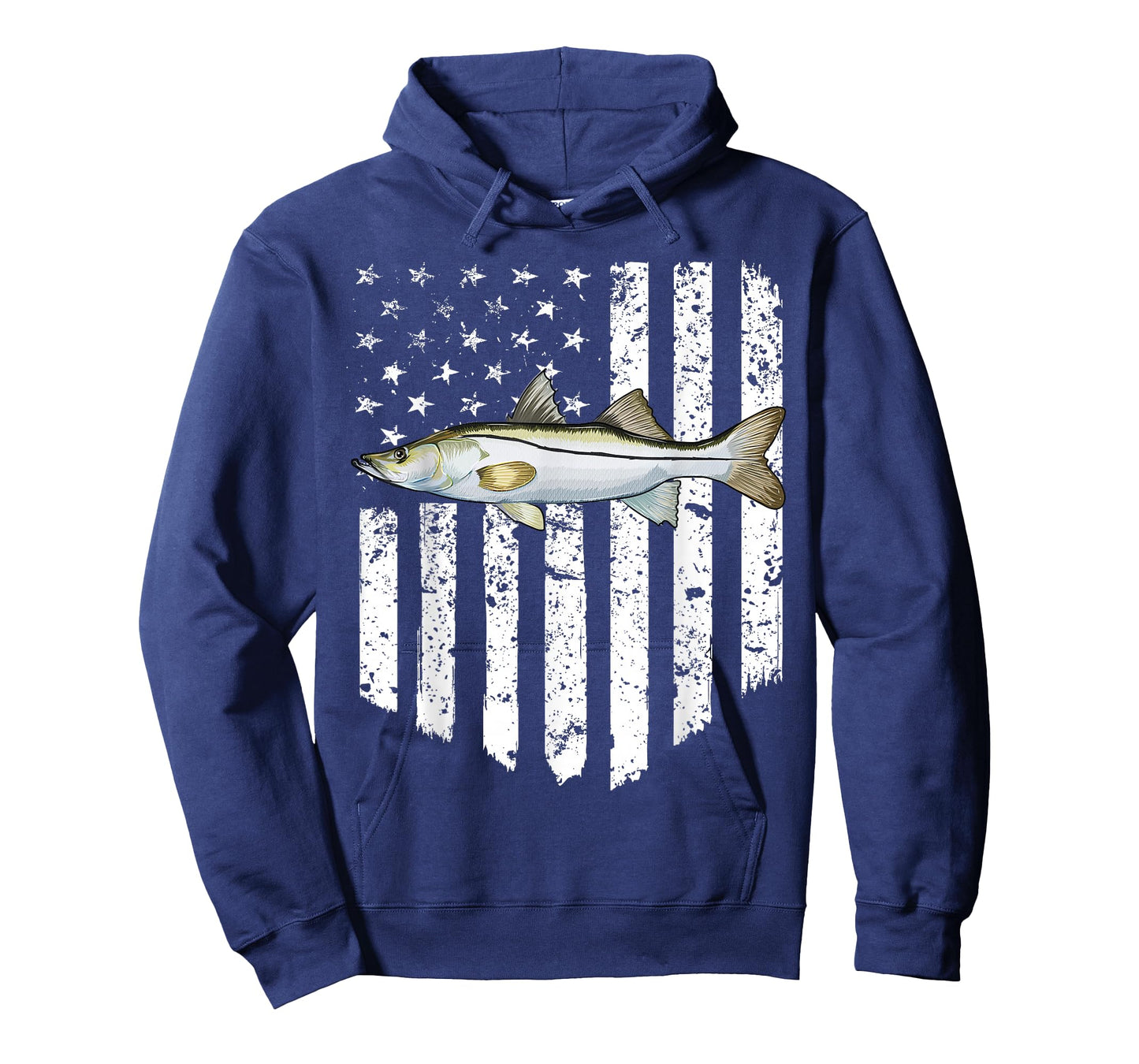Black White American Flag Snook 4th Of July Fish T-Shirt