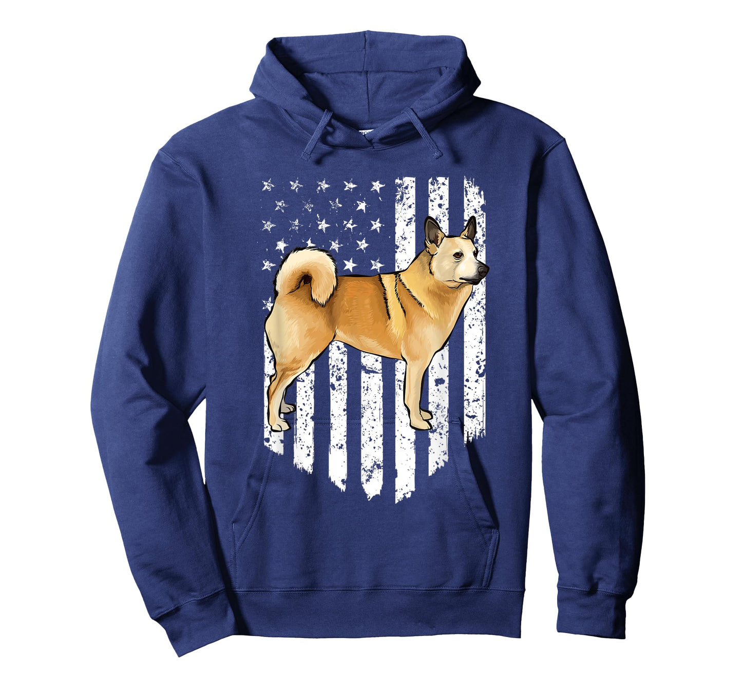 Black White American Flag Norwegian Buhund 4th Of July USA T-Shirt
