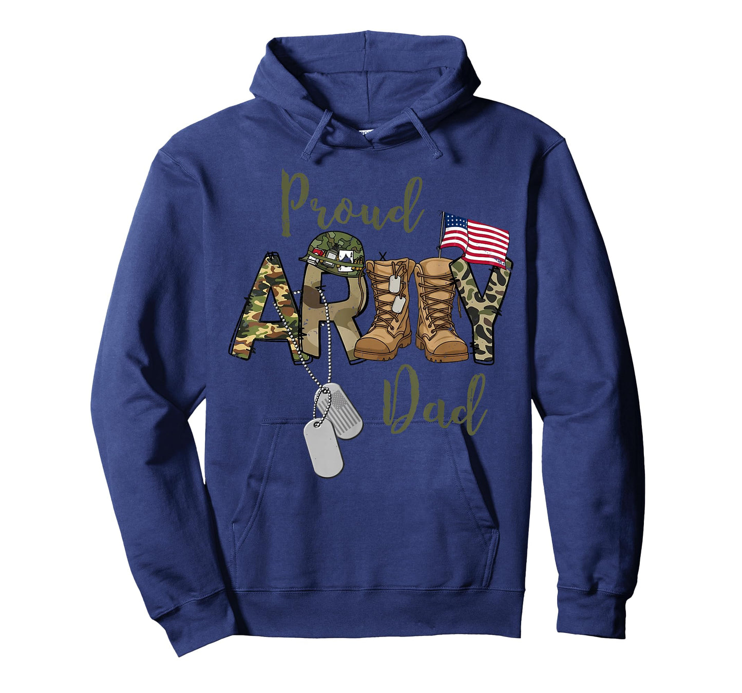 Proud Army Dad US Flag Camo Dog Tags Military Father T-Shirt
