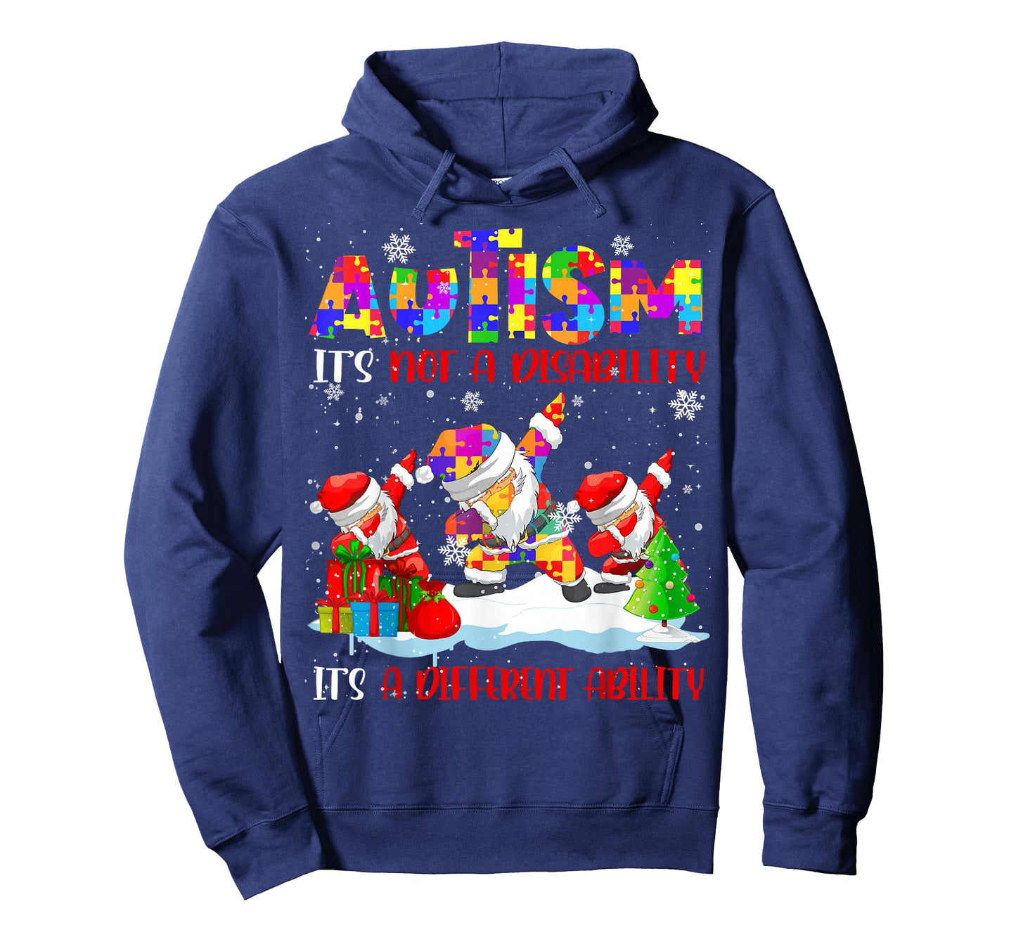 Autism It's Not A Disability Dabbing Santa Christmas Autism T-Shirt