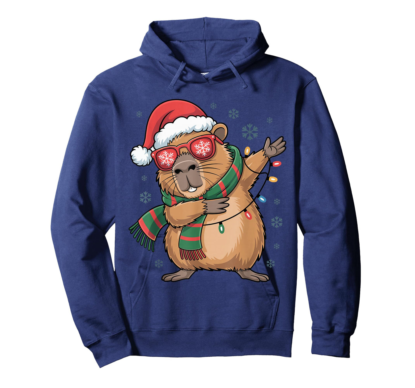 Dabbing Capybara Christmas Santa Hat Funny Holiday Design T-Shirt