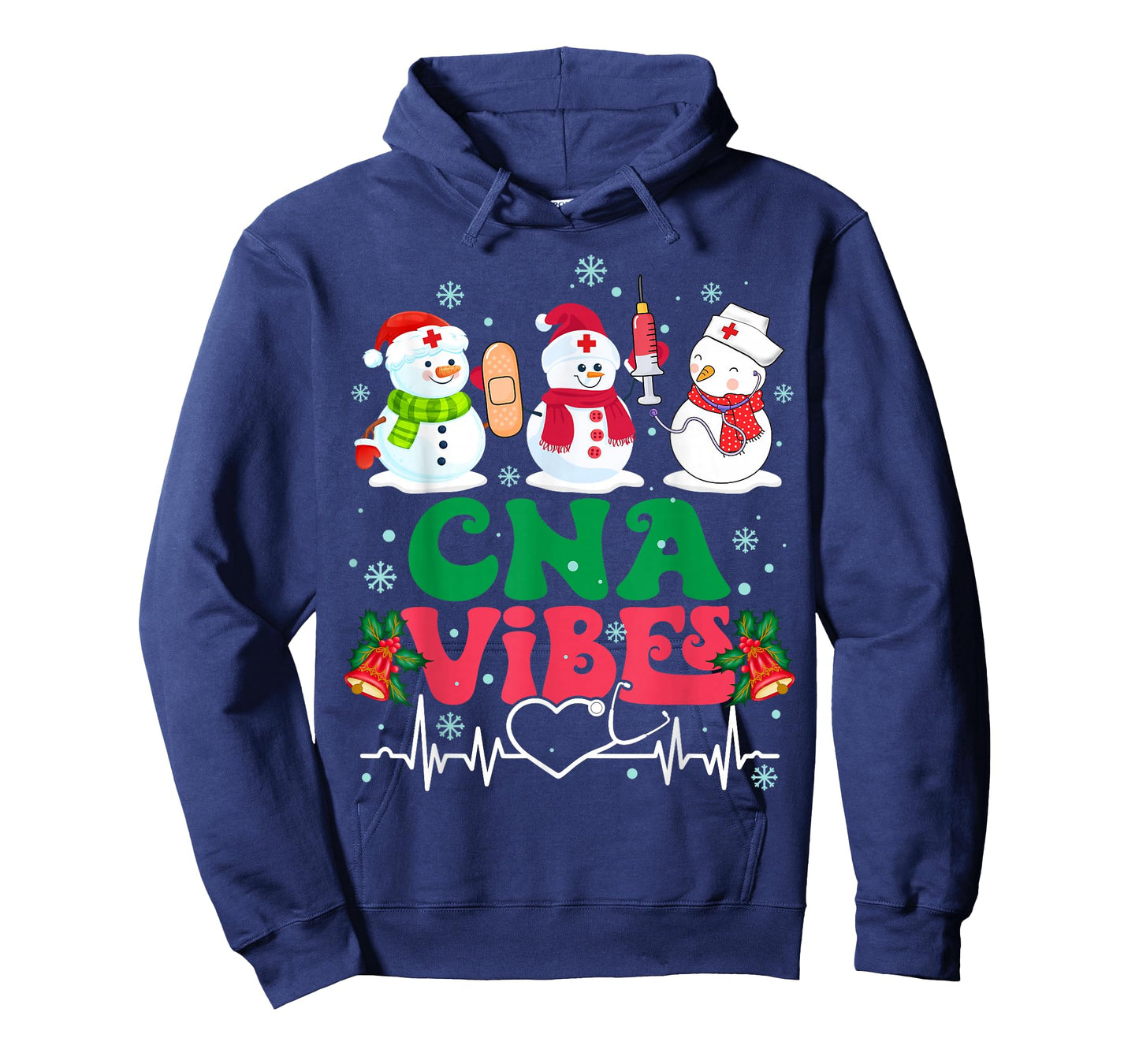 CNA Vibes Nurse Snowman Stethoscope Santa Funny Christmas T-Shirt