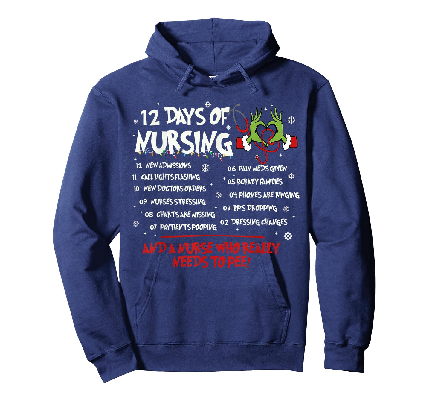 12 Days of Nursing Nurse Merry Christmas Xmas Pajama Holiday T-Shirt
