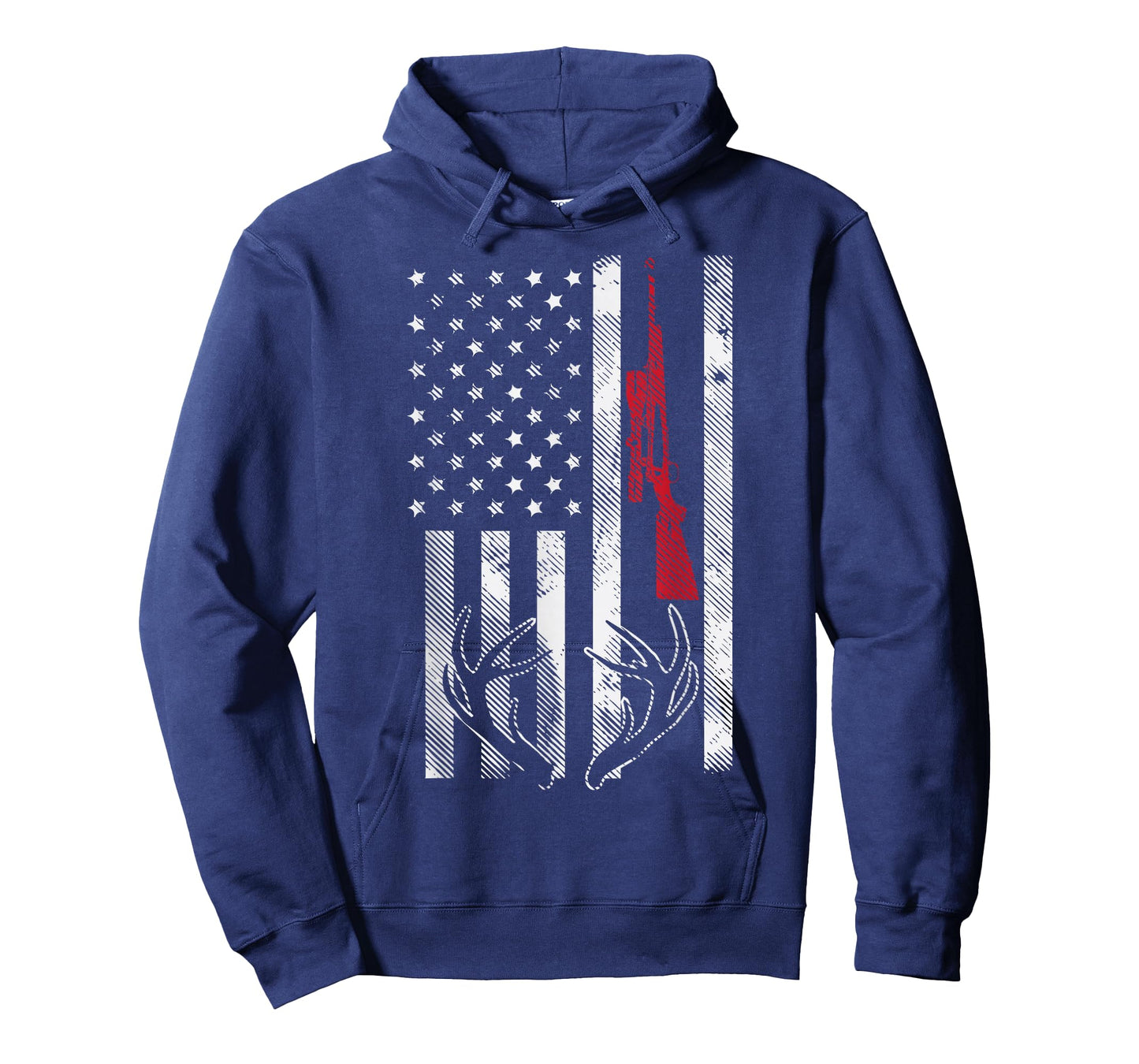 American Flag Rifle Antler Vintage Deer Hunting Hunter Gift T-Shirt