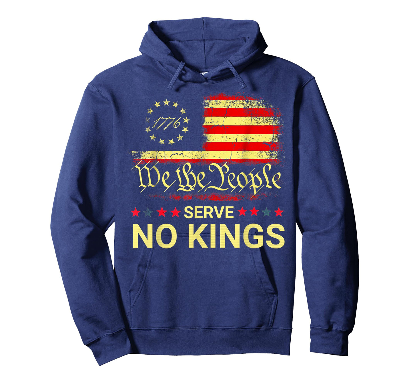 No Kings in America Since 1776 Distressed USA Flag Vintage T-Shirt