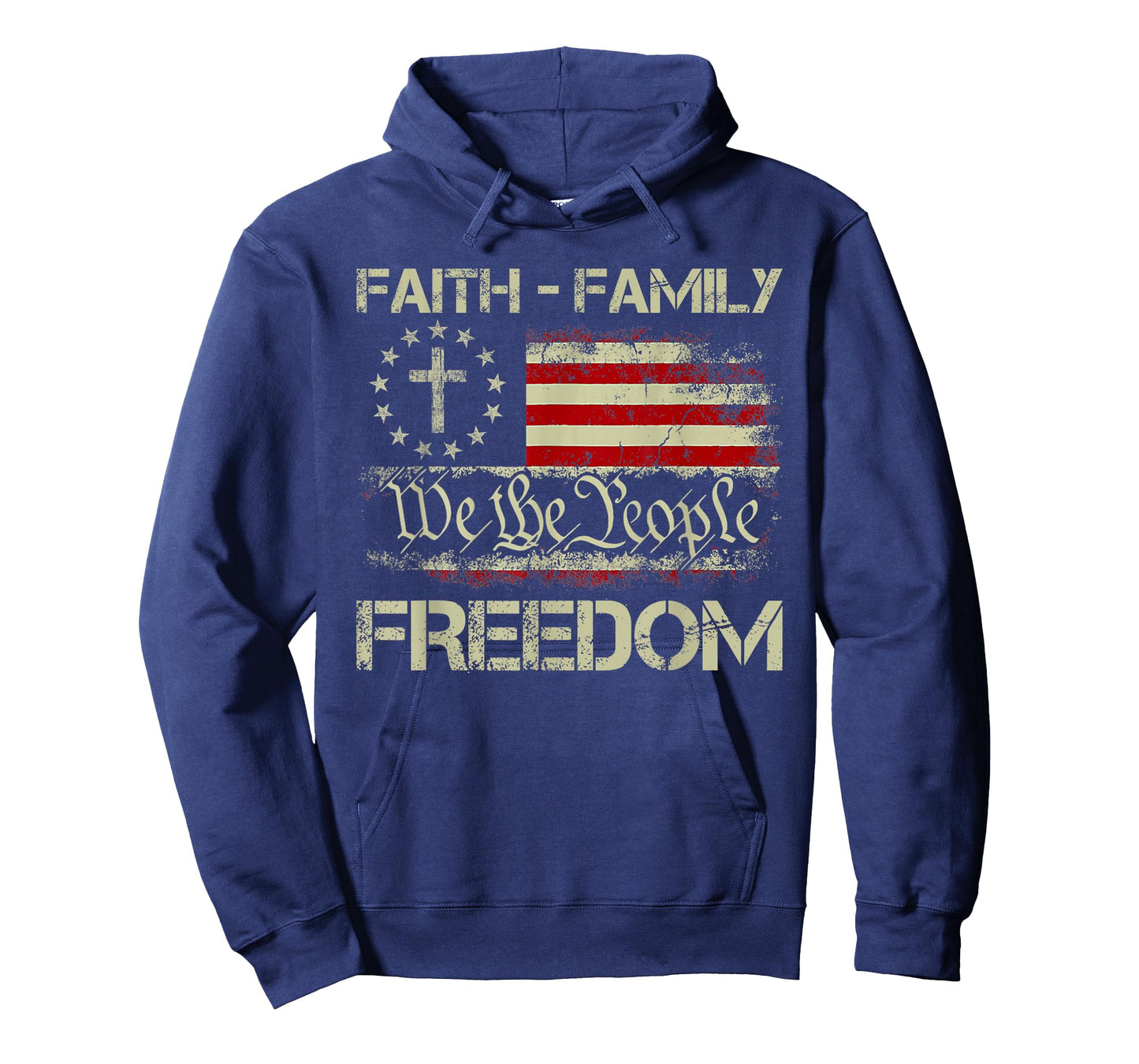 Faith Family Freedom Patriotic Christian Cross American Flag T-Shirt