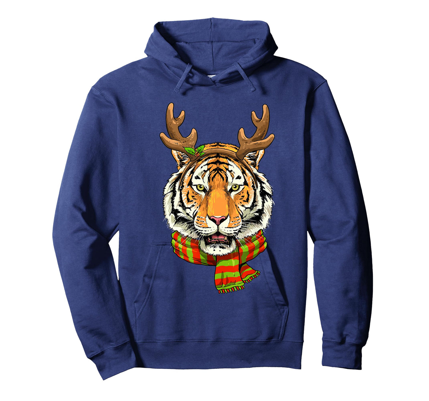 Tiger Reindeer Christmas Shirt Animal With Antlers Xmas T-Shirt