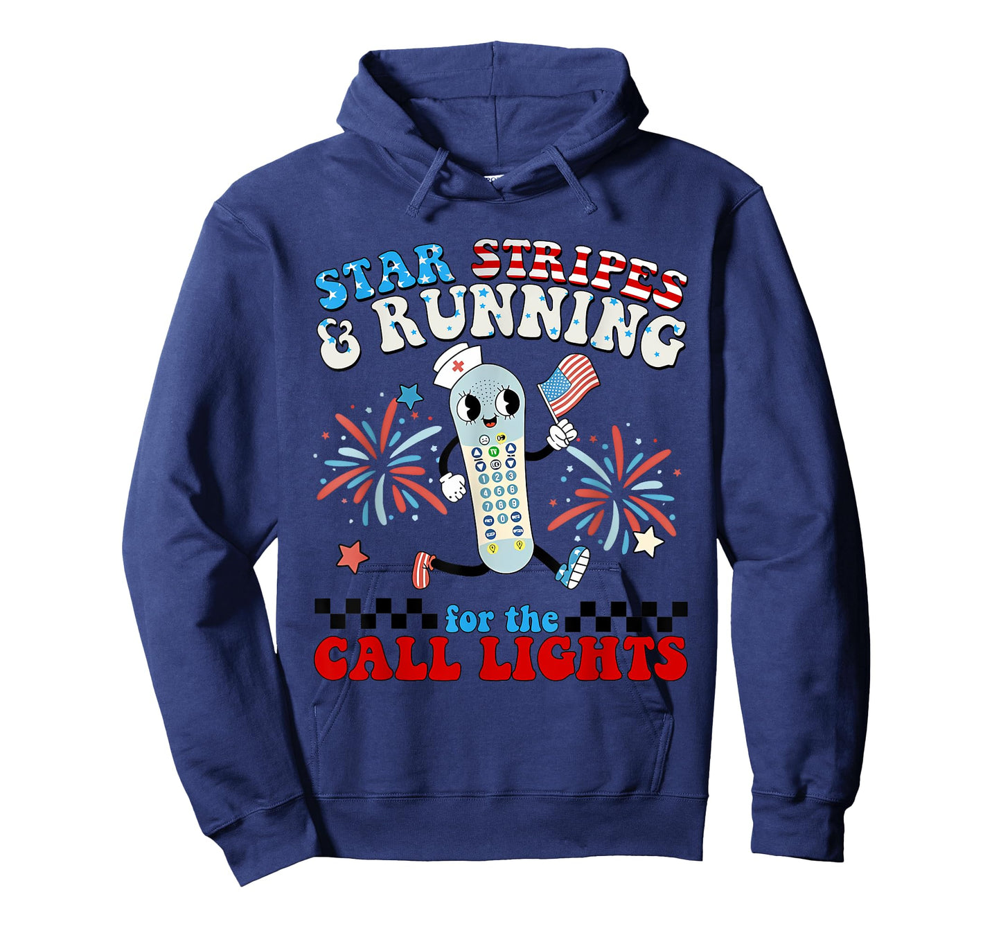 4th July Er Nurse Stars Stripes and Running for Call Lights T-Shirt