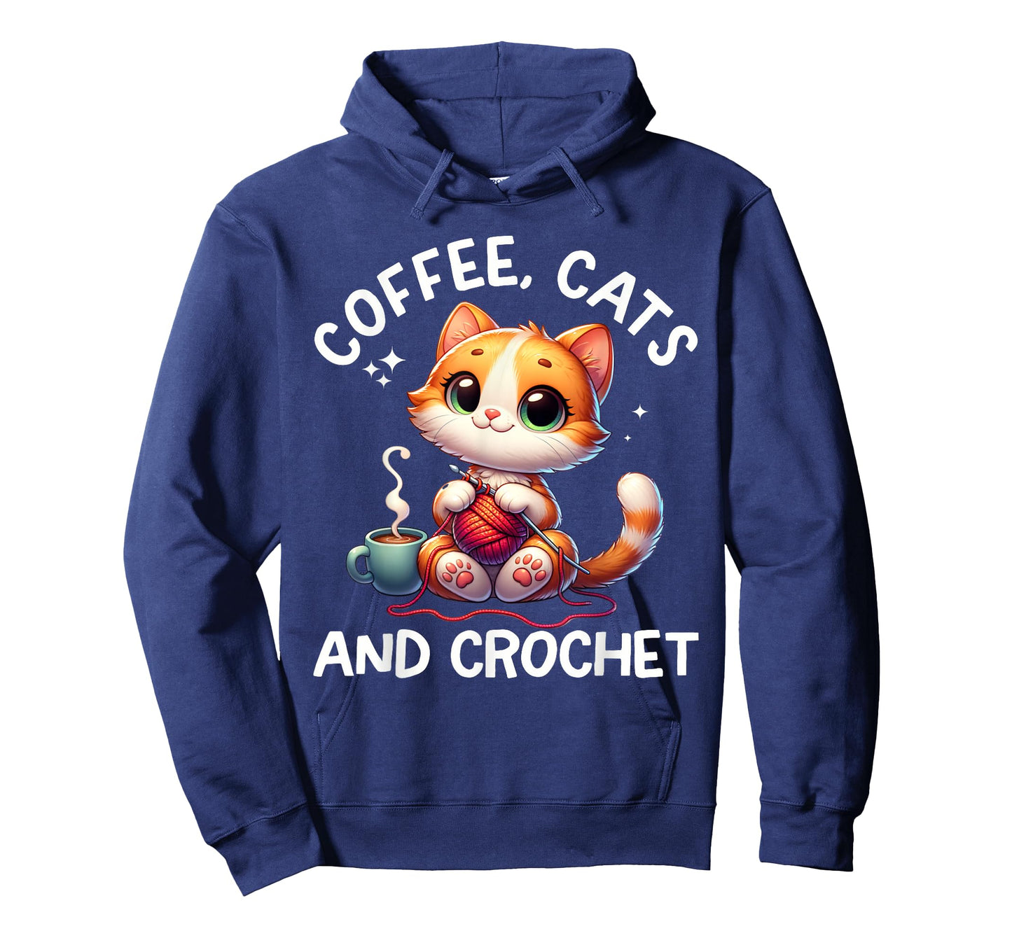 Funny Cats, Coffee And Crochet Lover. Crochet Cat For Women T-Shirt