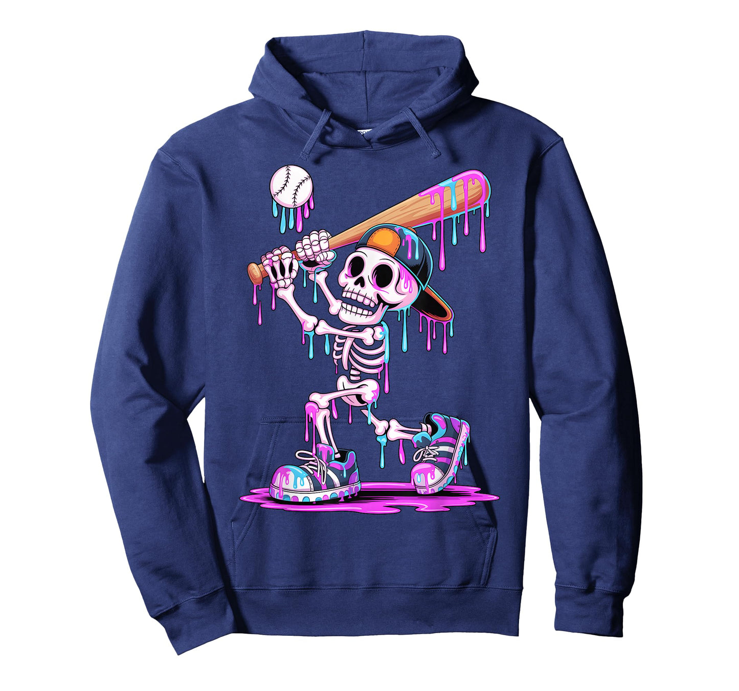 Funny Skeleton Baseball Drip Boys Youth Kids Halloween T-Shirt
