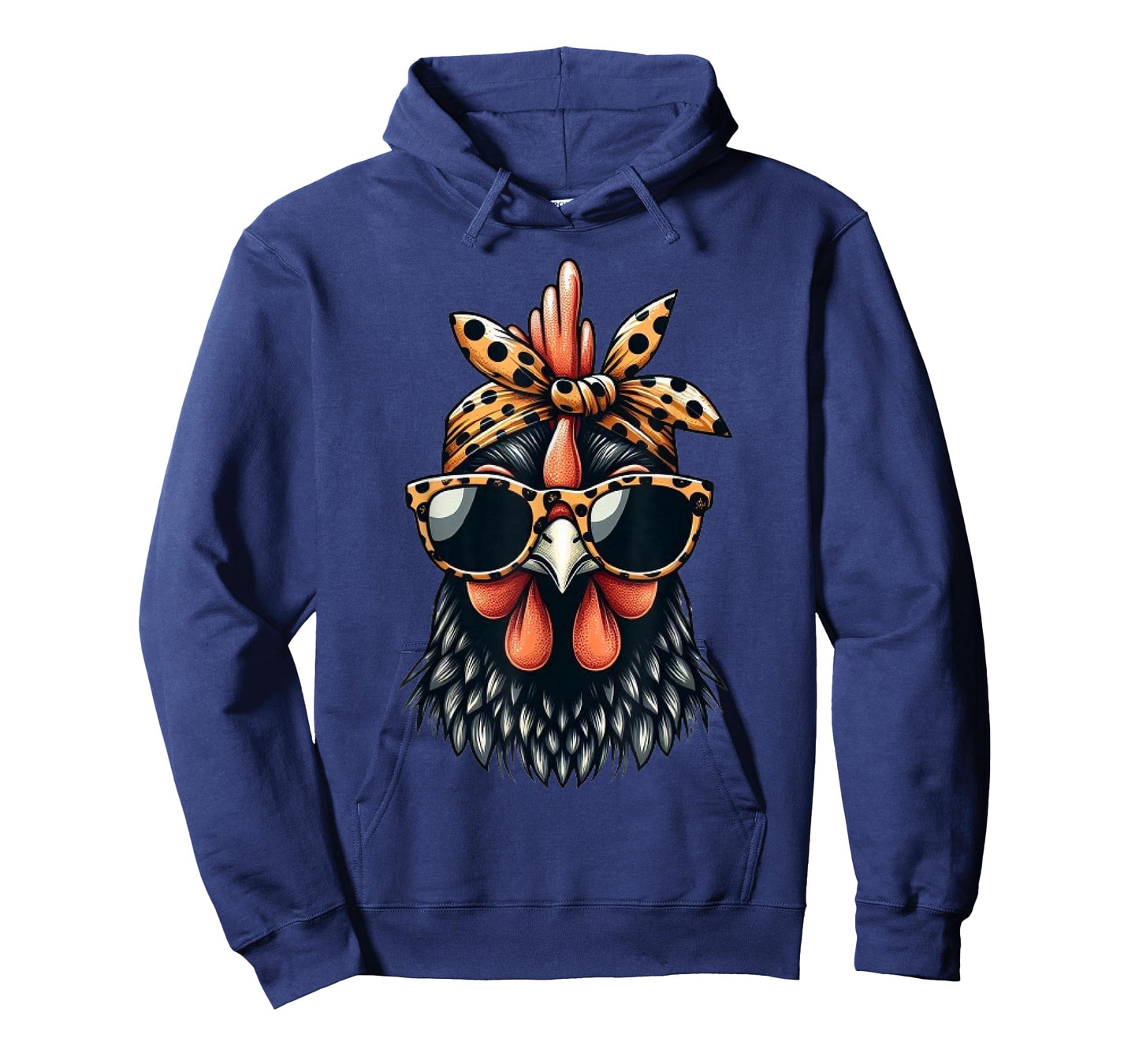 Cute Women Girl Chicken Leopard Bandana Headband Glasses T-Shirt
