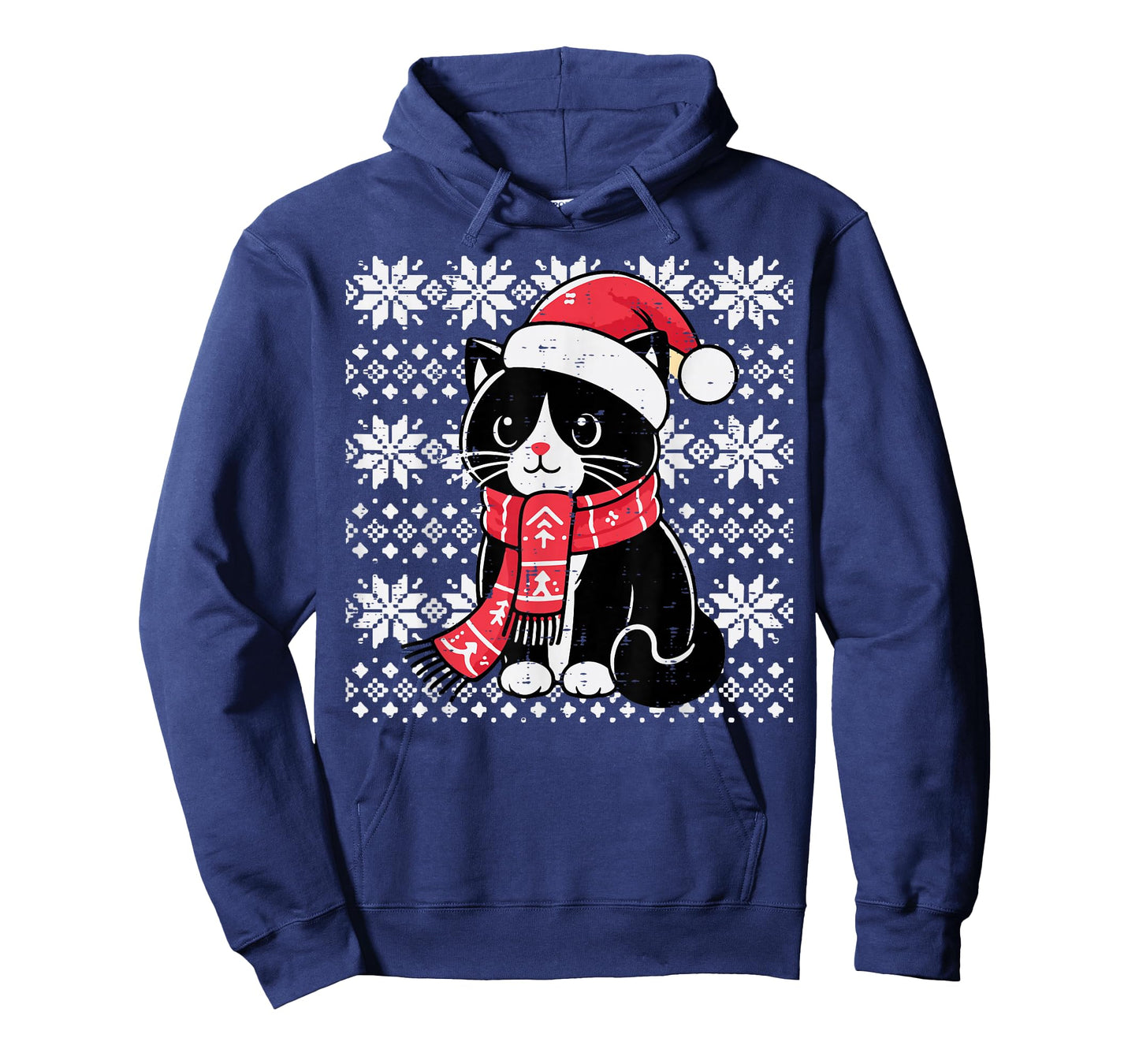 Christmas Tuxedo Cat Santa Scarf Ugly Xmas Women Girls Kids T-Shirt