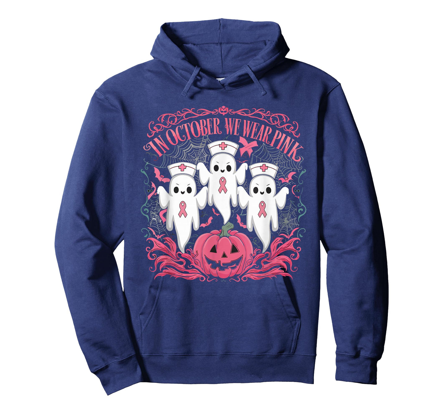 In October We Wear Pink Ribbon Nurse Ghost Halloween T-Shirt