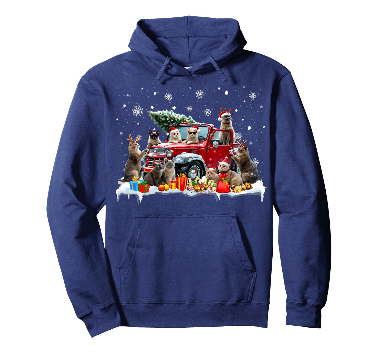 Devon Rex Cat Red Truck Christmas Tree Santa Ugly Xmas T-Shirt