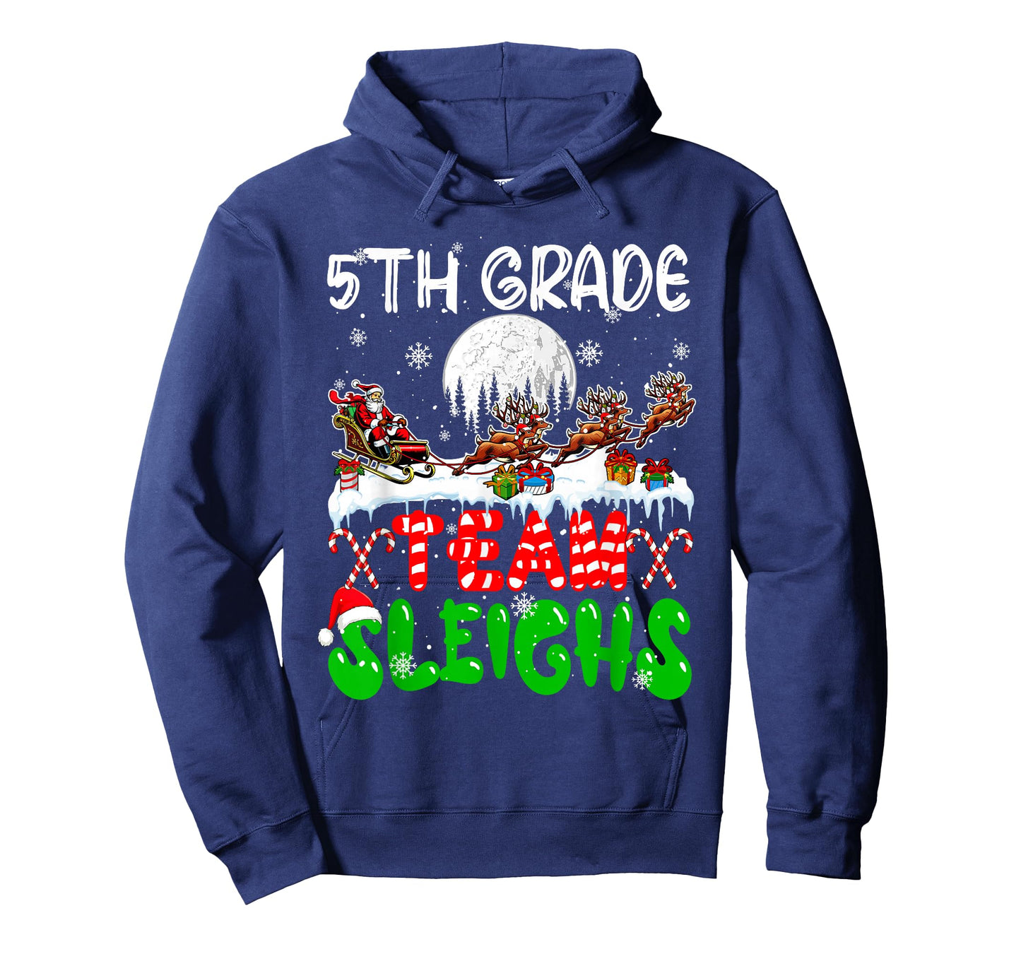 5th Grade Team Sleighs Xmas Teacher Santa Sleigh Reindeer T-Shirt