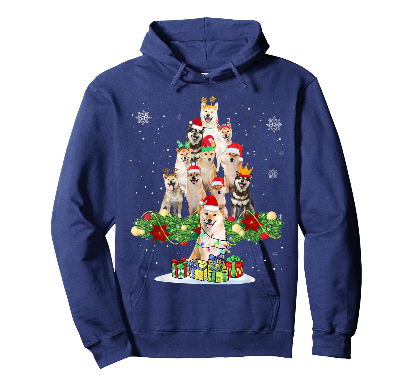 Ugly Sweater Christmas Tree Shiba Inu Dog Xmas Lights T-Shirt