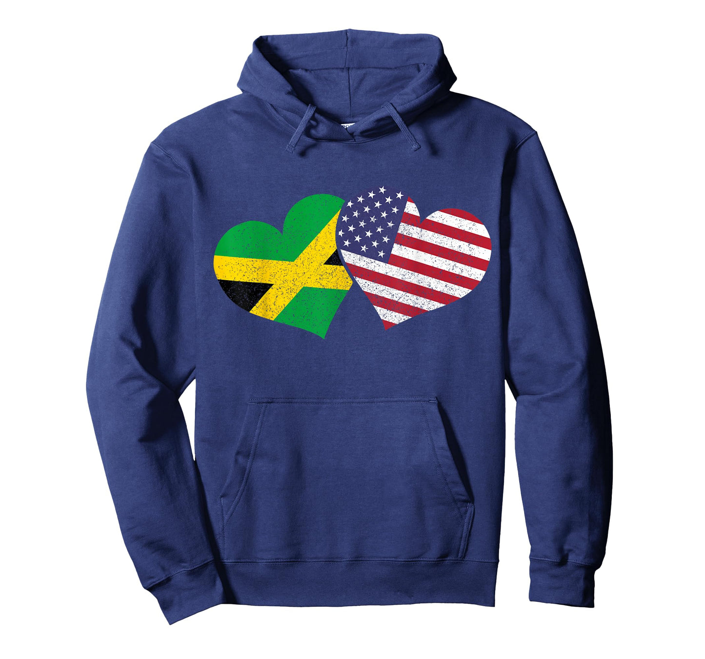 Jamaica Heart Jamaican Heritage USA American Flag Patriotic T-Shirt
