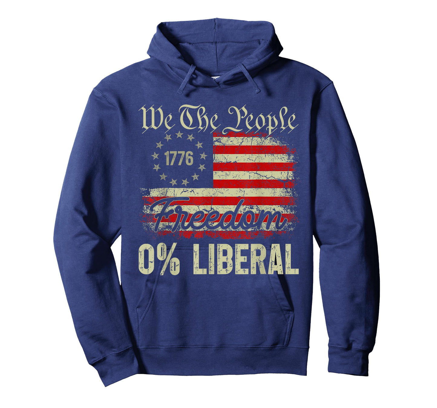 0% Liberal 100% American Zero Percent Liberal US Flag Retro T-Shirt