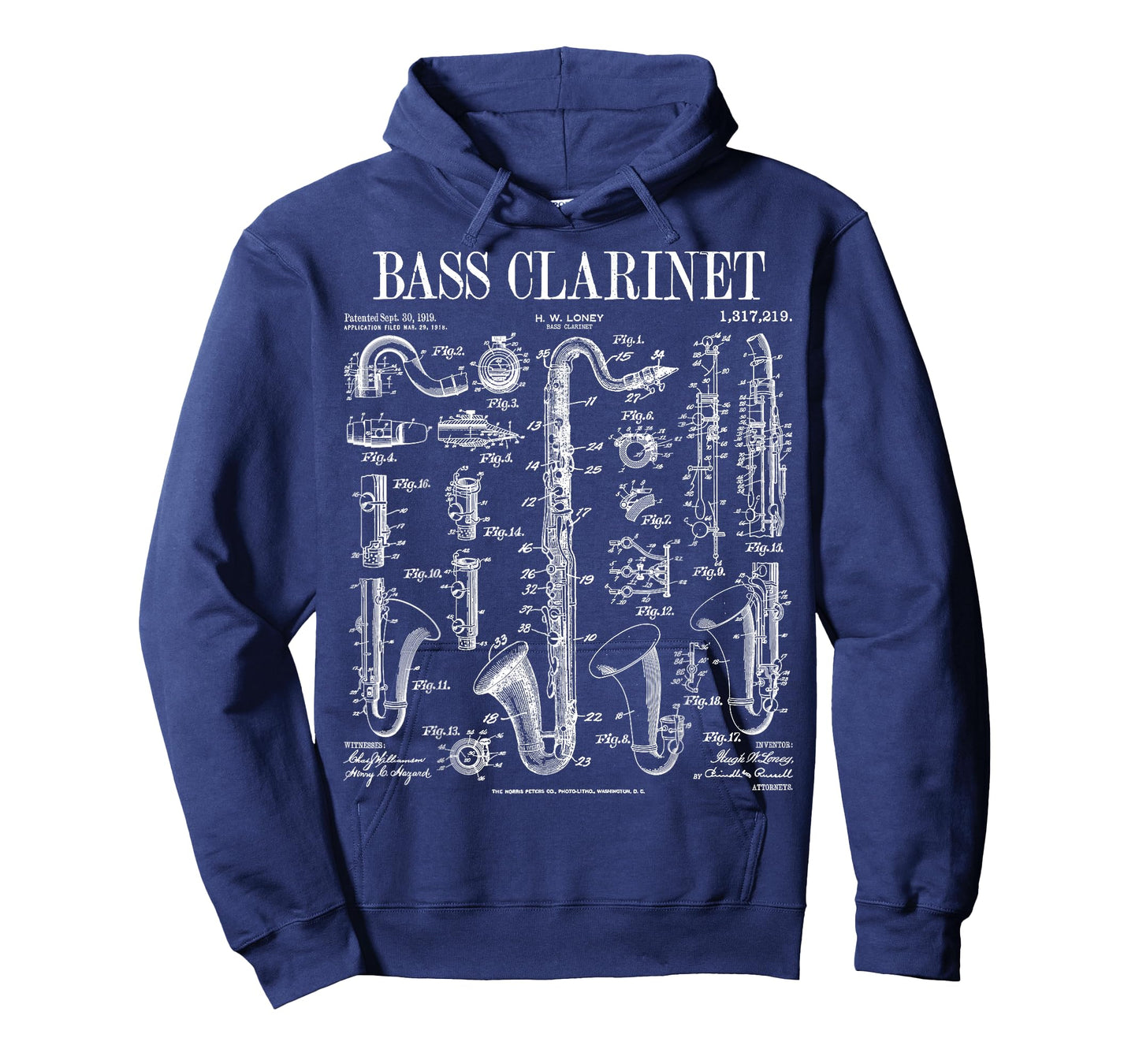 Bass Clarinet Player Clarinetist Vintage Patent Musician T-Shirt