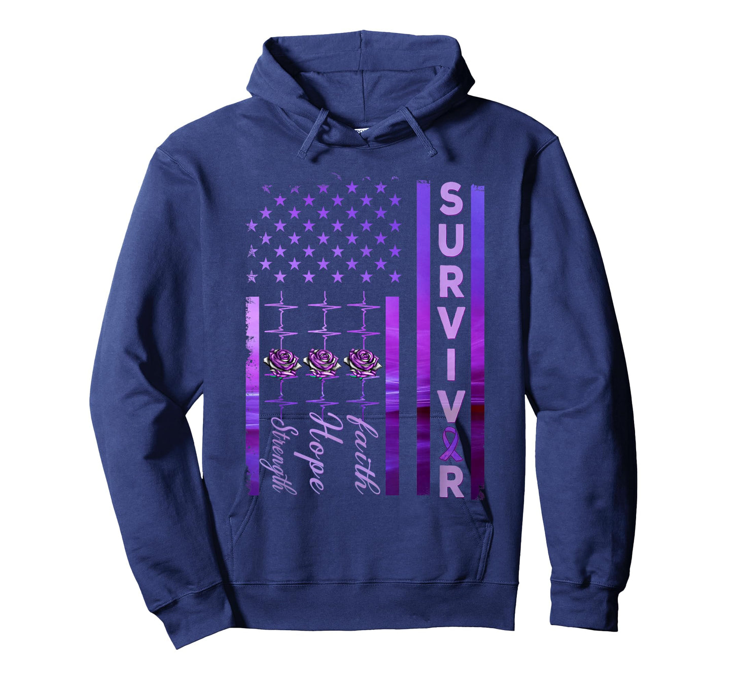 Domestic Violence Strong Survivor Purple American Flag Gift T-Shirt